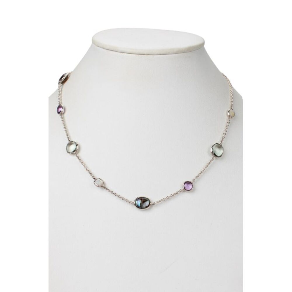 Ippolita Womens Sterling Silver Rock Candy Multi Stone Station Necklace 16"
